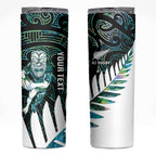 New Zealand Silver Fern Rugby Custom Skinny Tumbler Go All Black Turquoise Maori Paua Shell - Aussie Hoodie