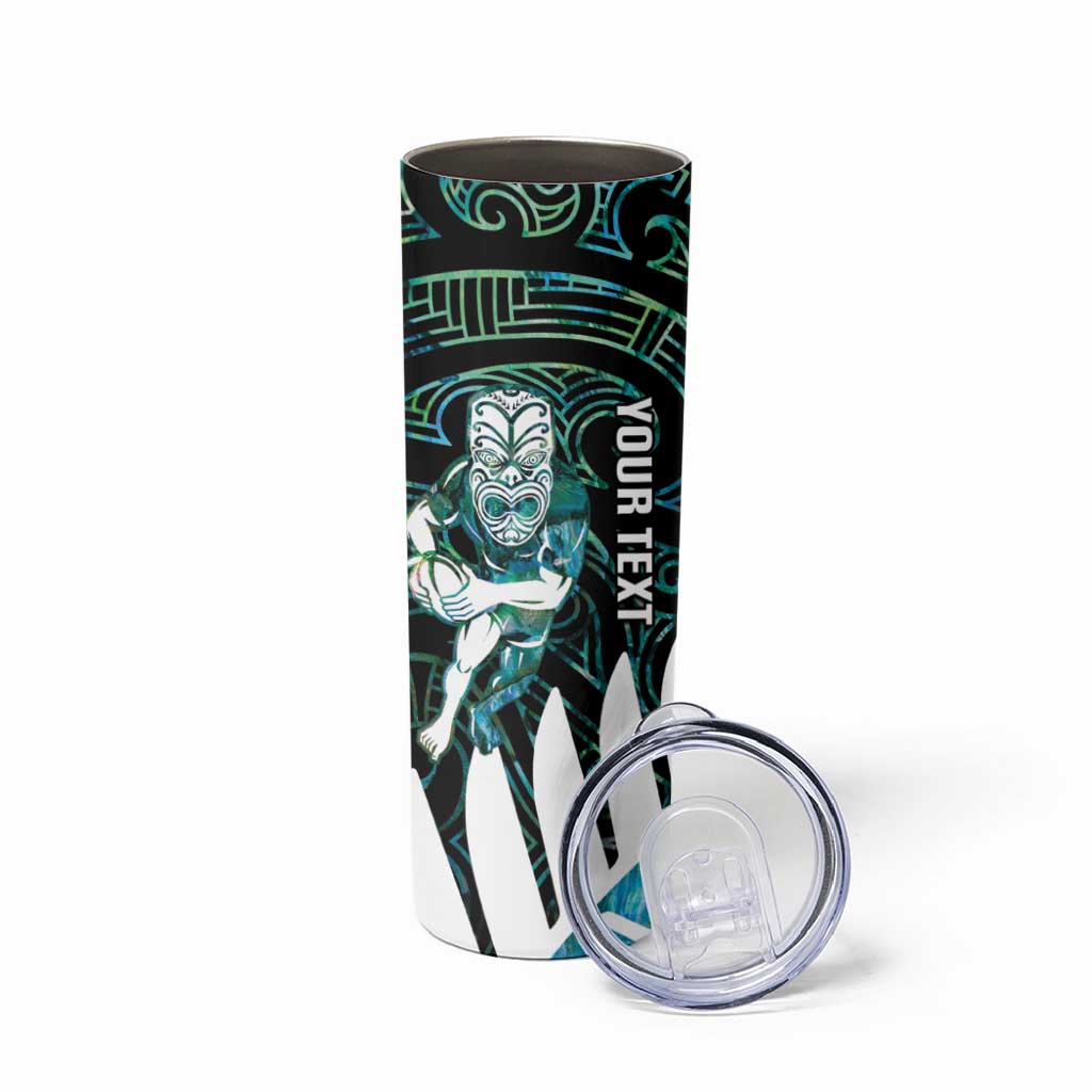 New Zealand Silver Fern Rugby Custom Skinny Tumbler Go All Black Turquoise Maori Paua Shell - Aussie Hoodie