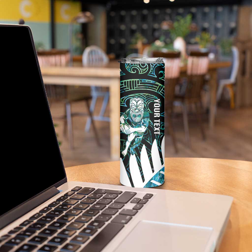New Zealand Silver Fern Rugby Custom Skinny Tumbler Go All Black Turquoise Maori Paua Shell - Aussie Hoodie