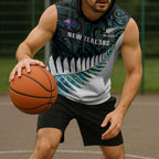 New Zealand Silver Fern Rugby Custom Sleeveless Hoodie Go All Black Turquoise Maori Paua Shell - Aussie Hoodie