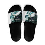 New Zealand Silver Fern Rugby Custom Slide Sandals Go All Black Turquoise Maori Paua Shell - Aussie Hoodie