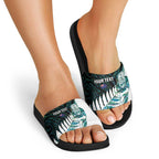 New Zealand Silver Fern Rugby Custom Slide Sandals Go All Black Turquoise Maori Paua Shell - Aussie Hoodie