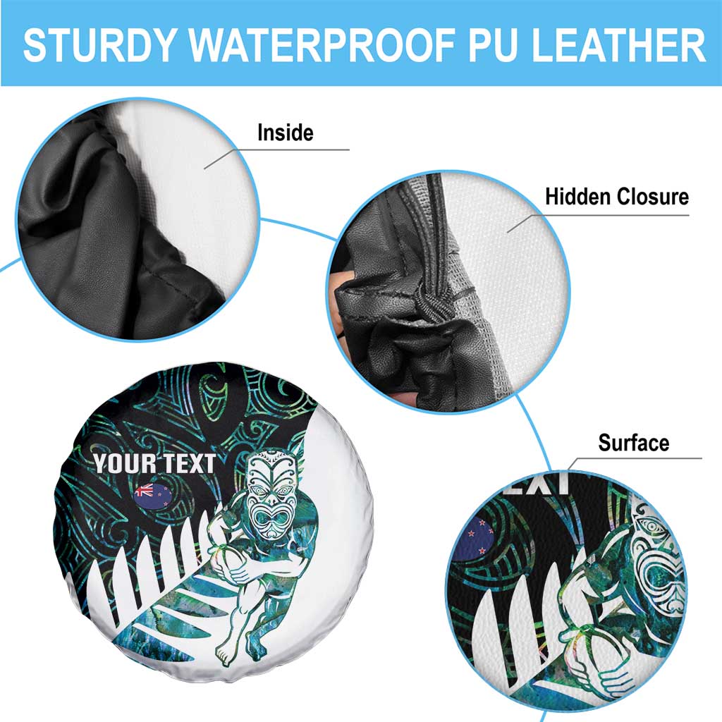 New Zealand Silver Fern Rugby Custom Spare Tire Cover Go All Black Turquoise Maori Paua Shell - Aussie Hoodie