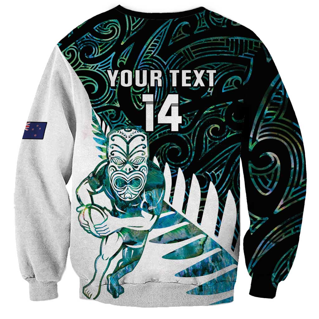 New Zealand Silver Fern Rugby Custom Sweatshirt Go All Black Turquoise Maori Paua Shell - Aussie Hoodie