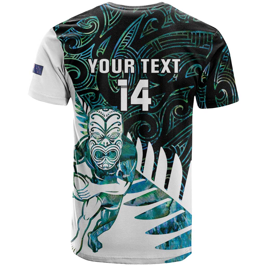 New Zealand Silver Fern Rugby Custom T Shirt Go All Black Turquoise Maori Paua Shell - Aussie Hoodie