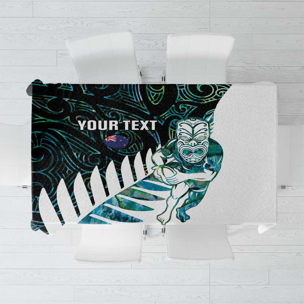 New Zealand Silver Fern Rugby Custom Tablecloth Go All Black Turquoise Maori Paua Shell - Aussie Hoodie