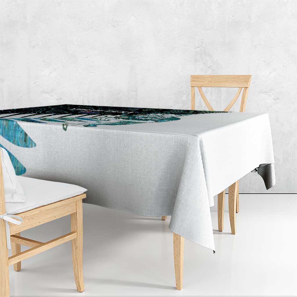 New Zealand Silver Fern Rugby Custom Tablecloth Go All Black Turquoise Maori Paua Shell - Aussie Hoodie
