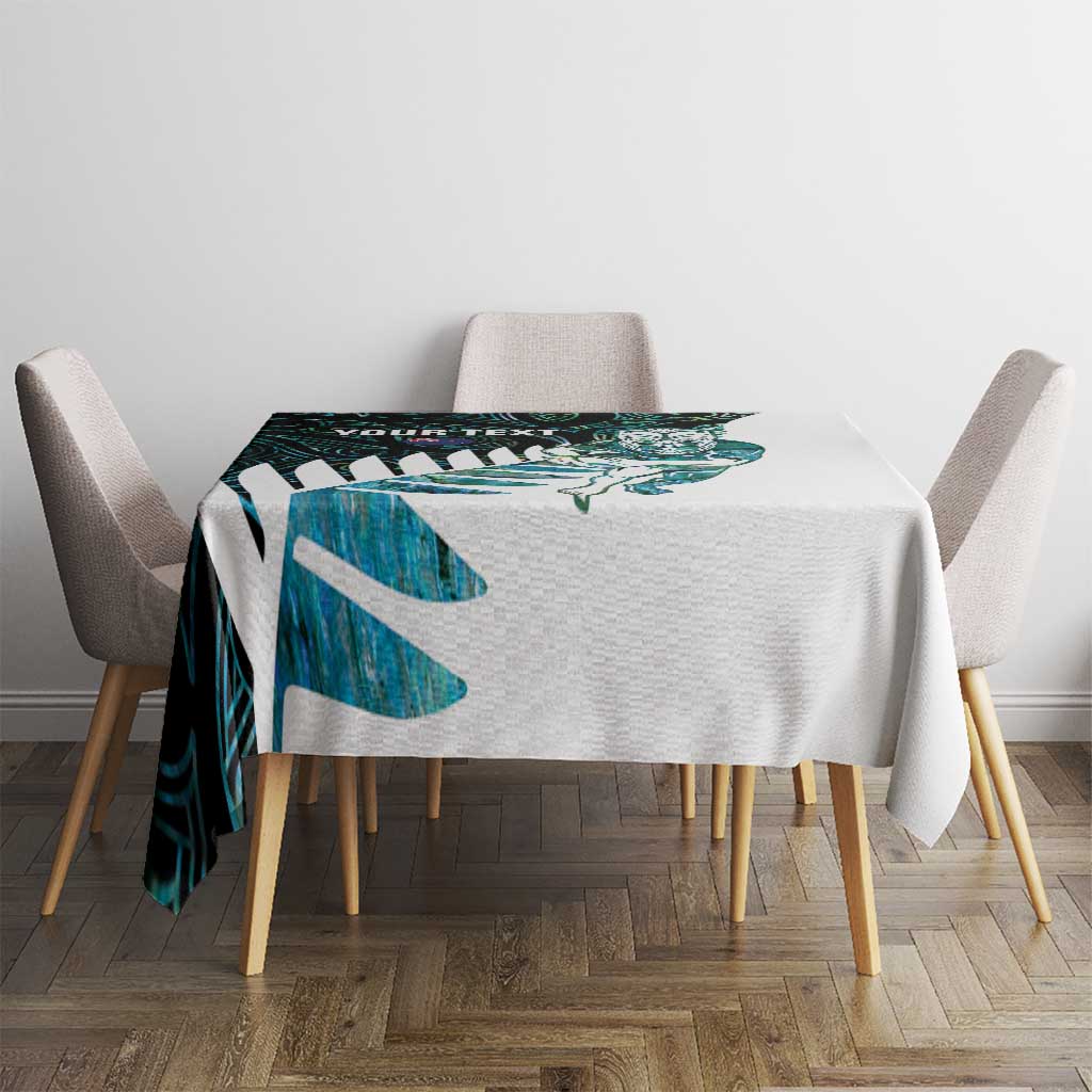 New Zealand Silver Fern Rugby Custom Tablecloth Go All Black Turquoise Maori Paua Shell - Aussie Hoodie