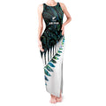 New Zealand Silver Fern Rugby Custom Tank Maxi Dress Go All Black Turquoise Maori Paua Shell - Aussie Hoodie