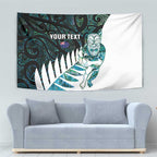 New Zealand Silver Fern Rugby Custom Tapestry Go All Black Turquoise Maori Paua Shell - Aussie Hoodie