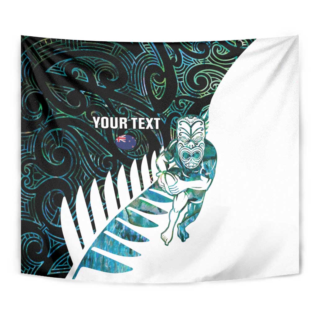 New Zealand Silver Fern Rugby Custom Tapestry Go All Black Turquoise Maori Paua Shell - Aussie Hoodie