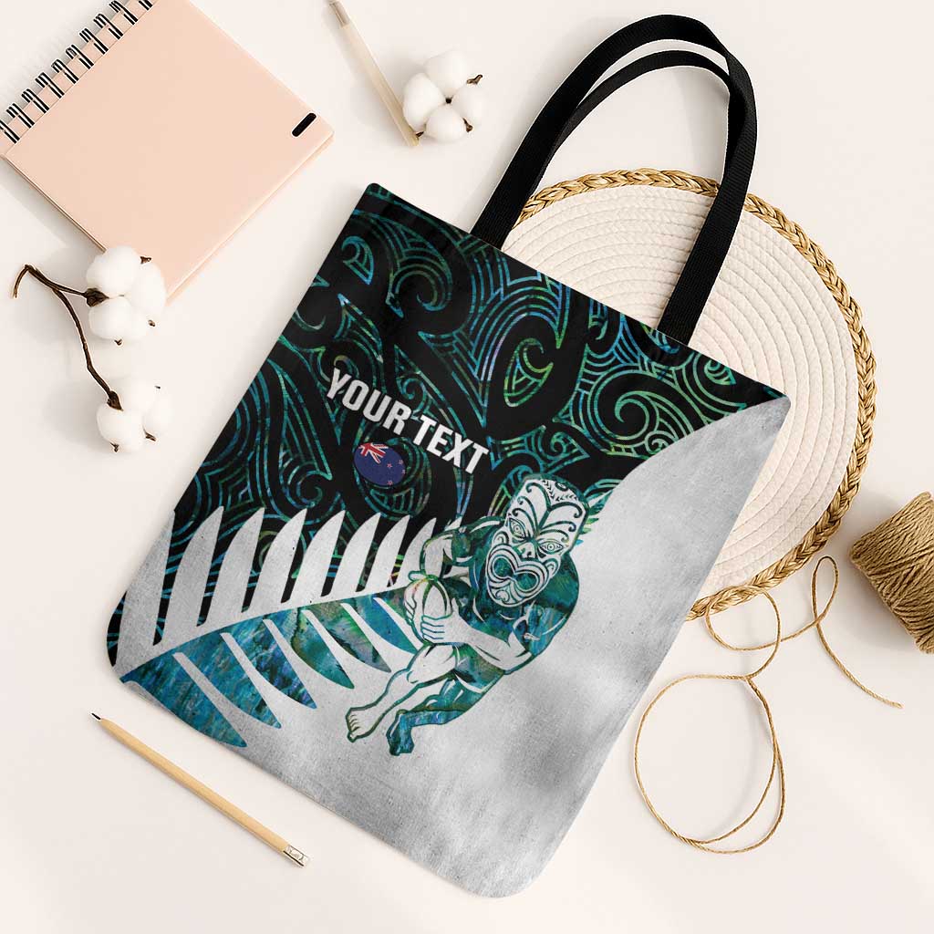 New Zealand Silver Fern Rugby Custom Tote Bag Go All Black Turquoise Maori Paua Shell - Aussie Hoodie