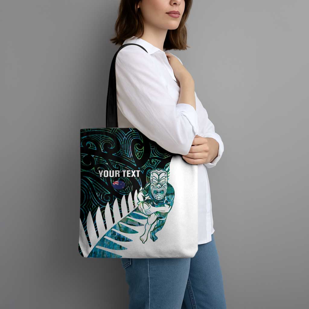 New Zealand Silver Fern Rugby Custom Tote Bag Go All Black Turquoise Maori Paua Shell - Aussie Hoodie