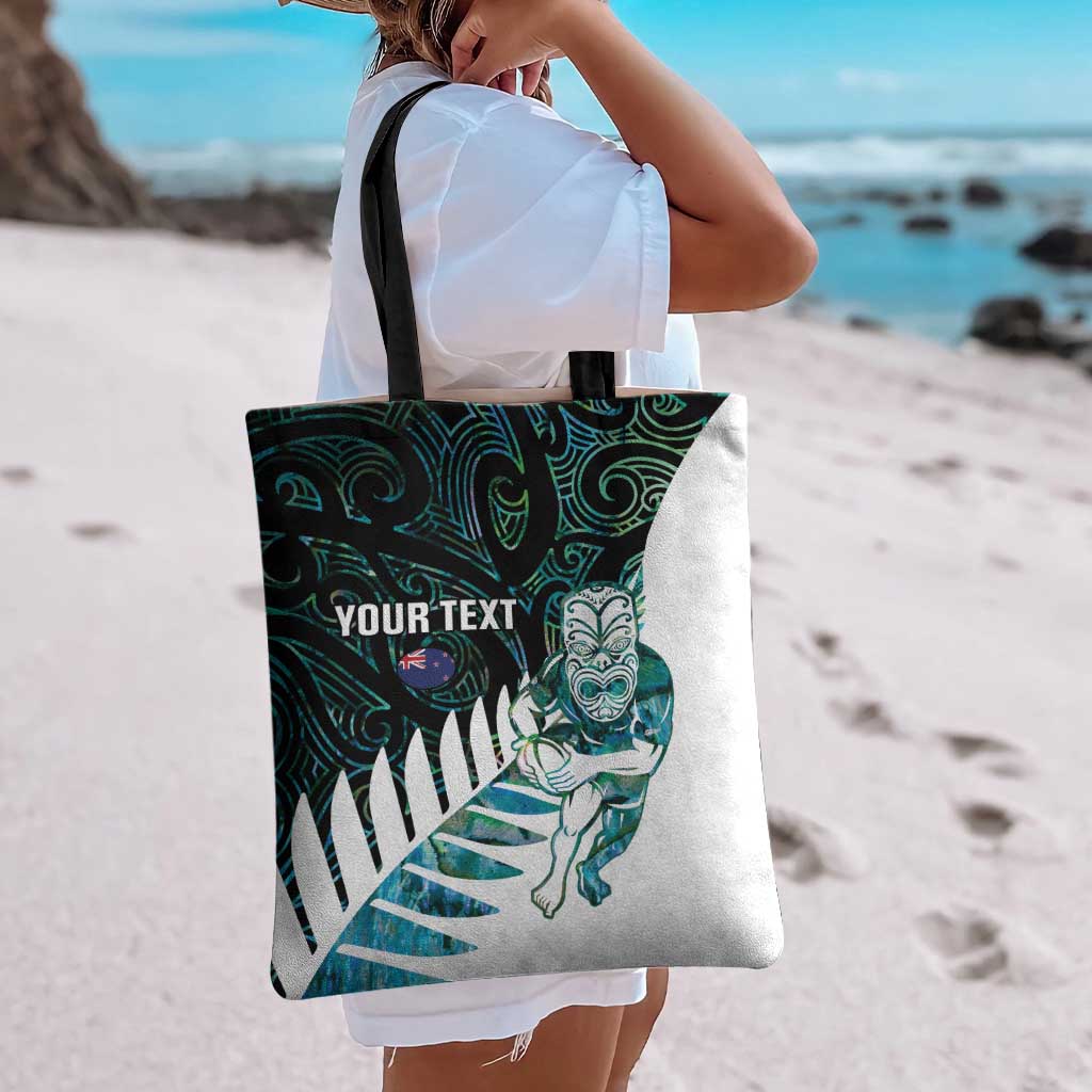 New Zealand Silver Fern Rugby Custom Tote Bag Go All Black Turquoise Maori Paua Shell - Aussie Hoodie