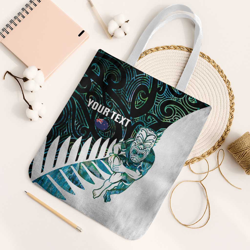 New Zealand Silver Fern Rugby Custom Tote Bag Go All Black Turquoise Maori Paua Shell - Aussie Hoodie