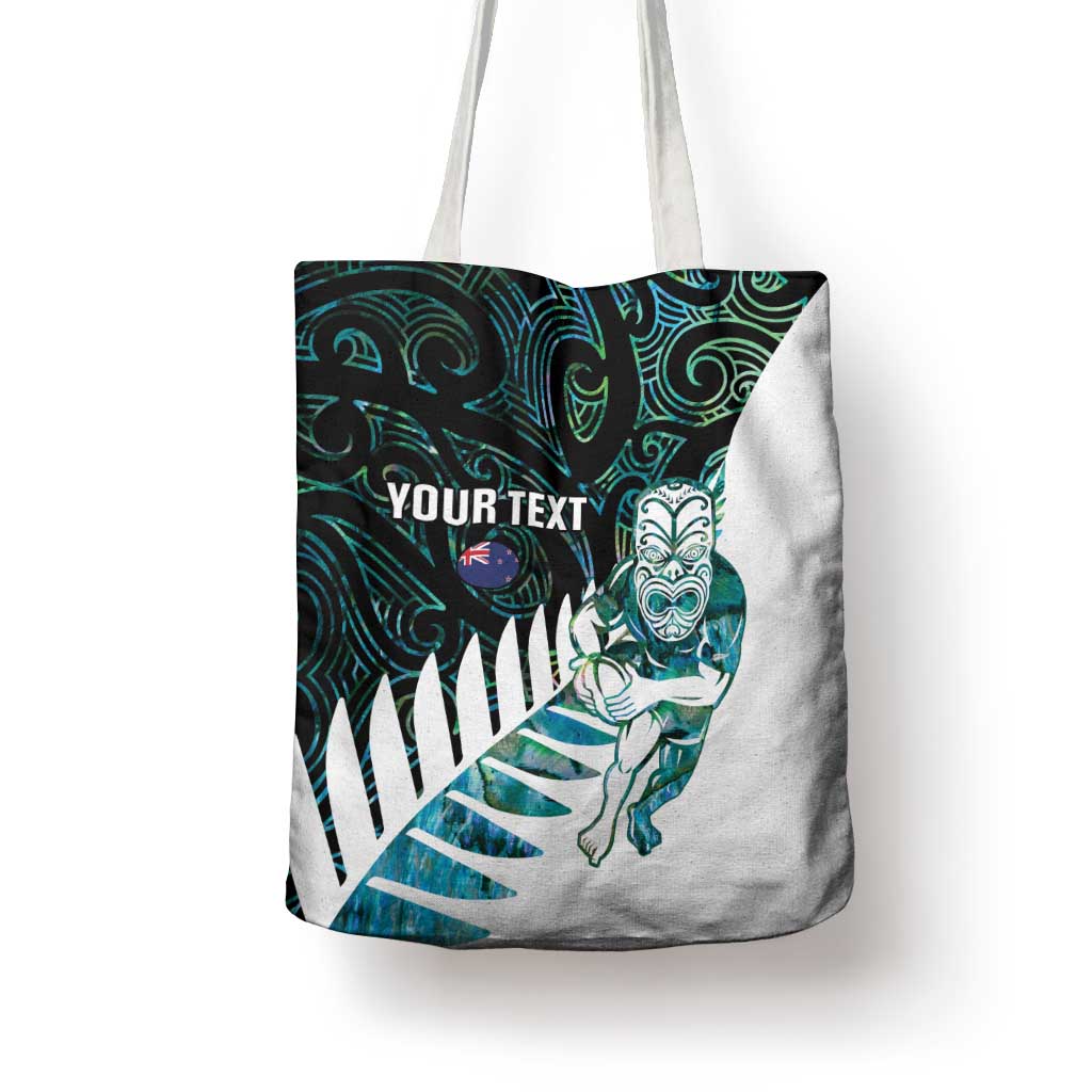 New Zealand Silver Fern Rugby Custom Tote Bag Go All Black Turquoise Maori Paua Shell - Aussie Hoodie