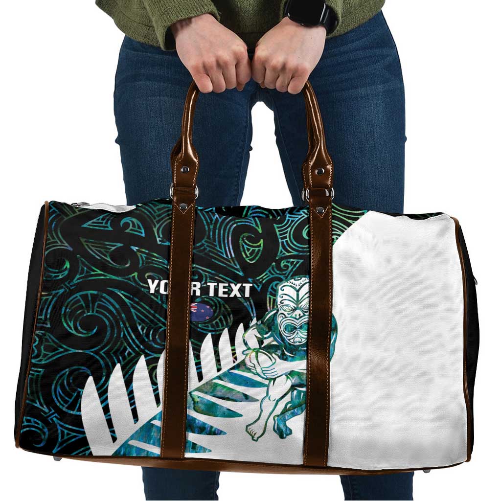 New Zealand Silver Fern Rugby Custom Travel Bag Go All Black Turquoise Maori Paua Shell - Aussie Hoodie