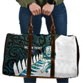 New Zealand Silver Fern Rugby Custom Travel Bag Go All Black Turquoise Maori Paua Shell - Aussie Hoodie