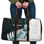 New Zealand Silver Fern Rugby Custom Travel Bag Go All Black Turquoise Maori Paua Shell - Aussie Hoodie