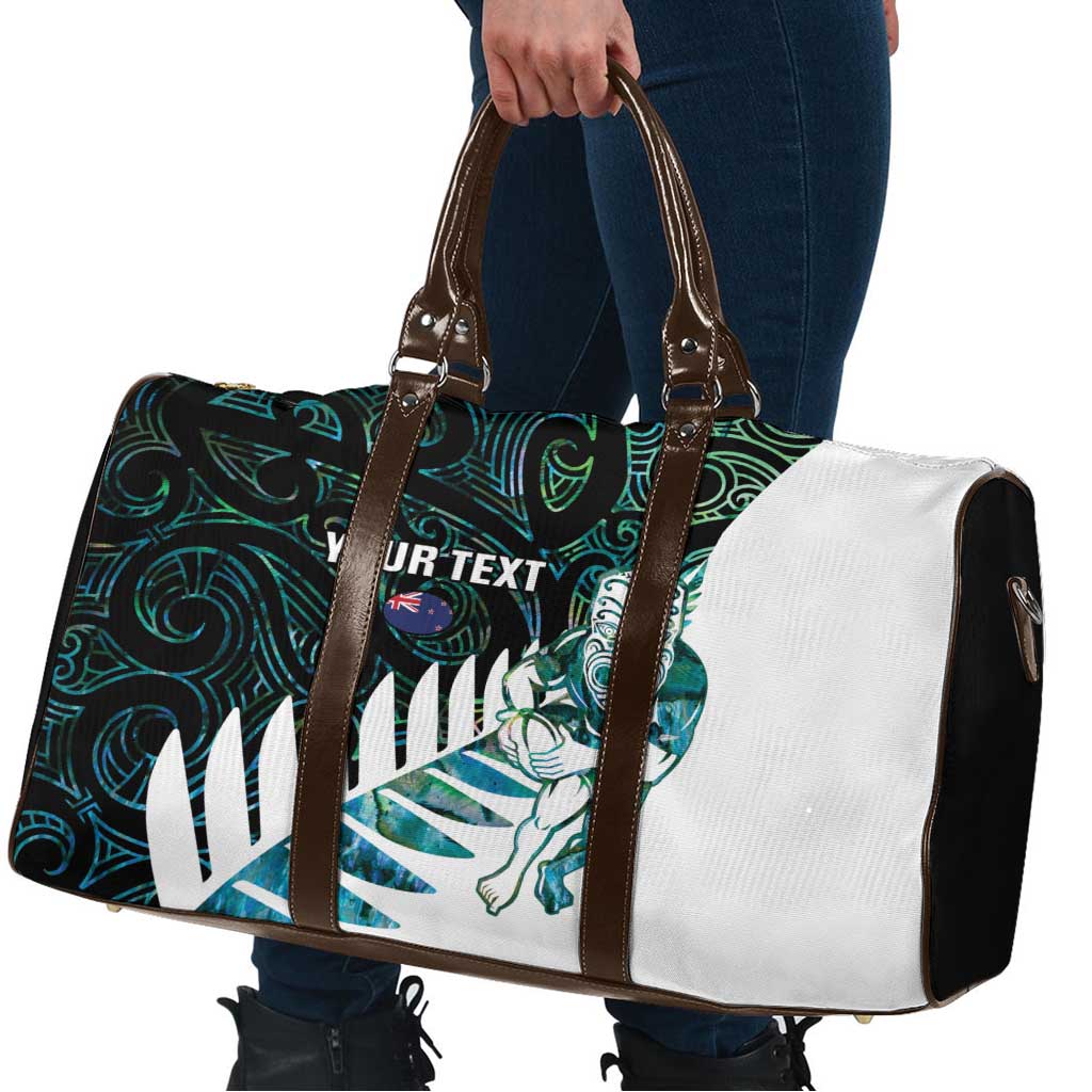 New Zealand Silver Fern Rugby Custom Travel Bag Go All Black Turquoise Maori Paua Shell - Aussie Hoodie