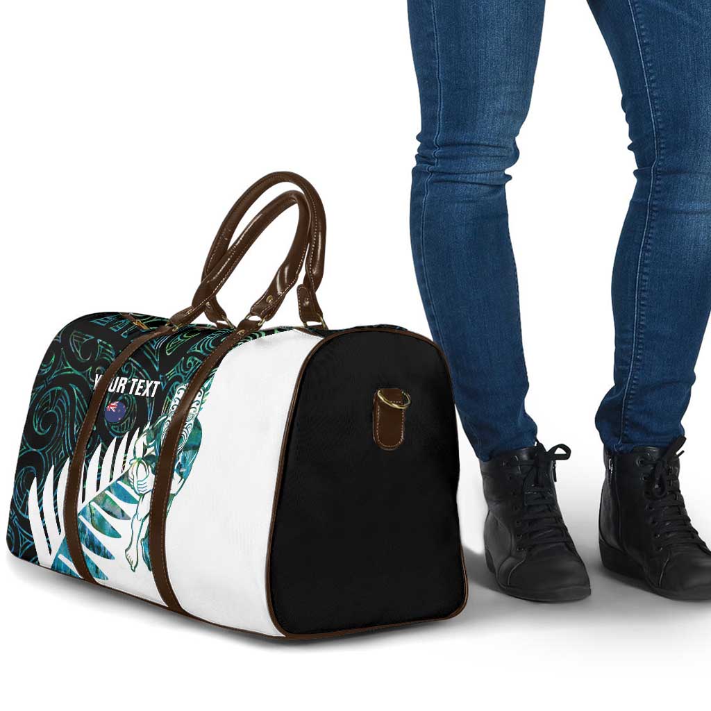 New Zealand Silver Fern Rugby Custom Travel Bag Go All Black Turquoise Maori Paua Shell - Aussie Hoodie