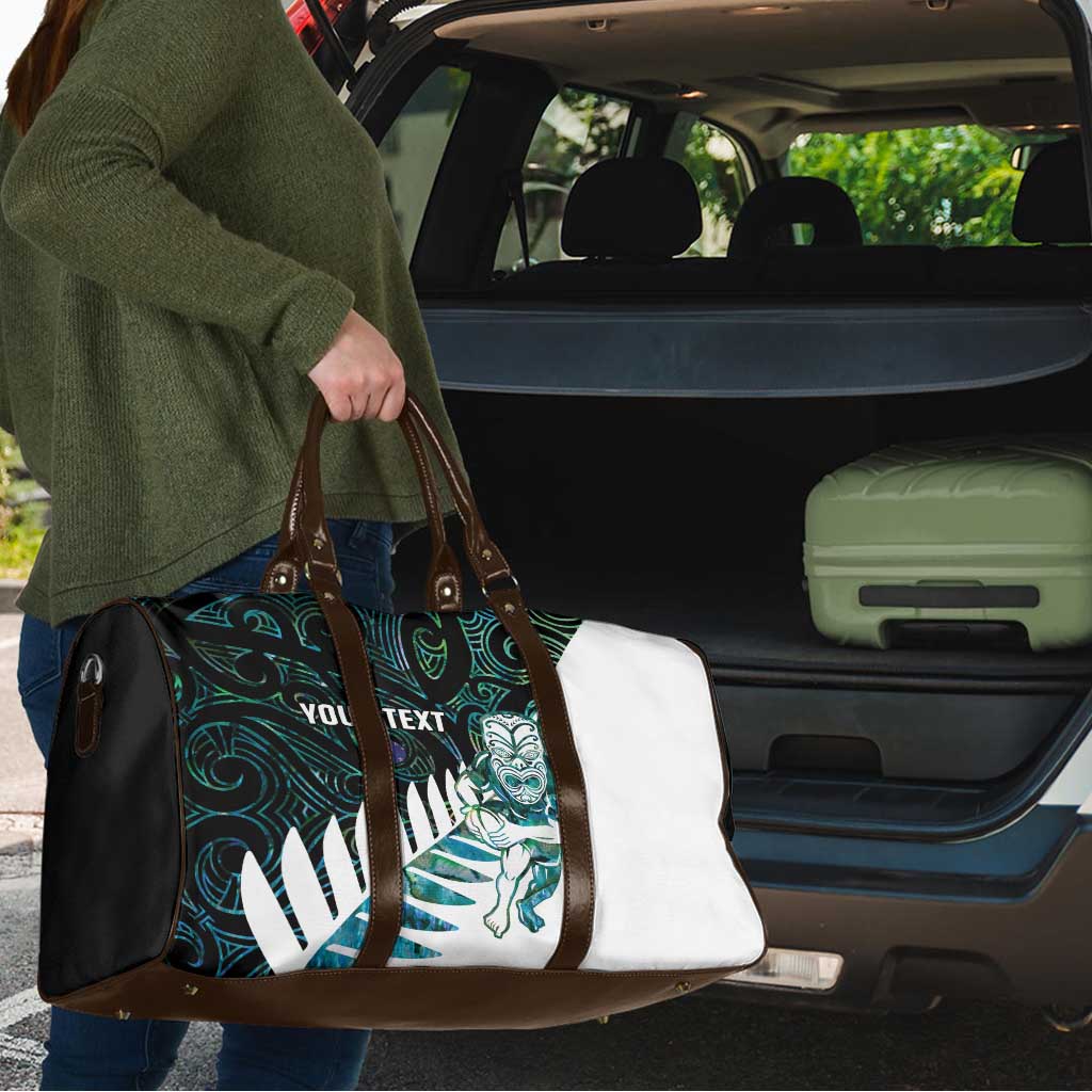 New Zealand Silver Fern Rugby Custom Travel Bag Go All Black Turquoise Maori Paua Shell - Aussie Hoodie