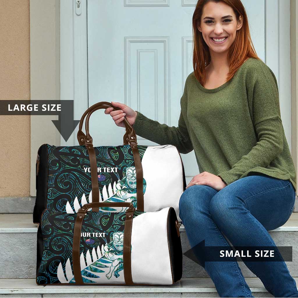 New Zealand Silver Fern Rugby Custom Travel Bag Go All Black Turquoise Maori Paua Shell - Aussie Hoodie