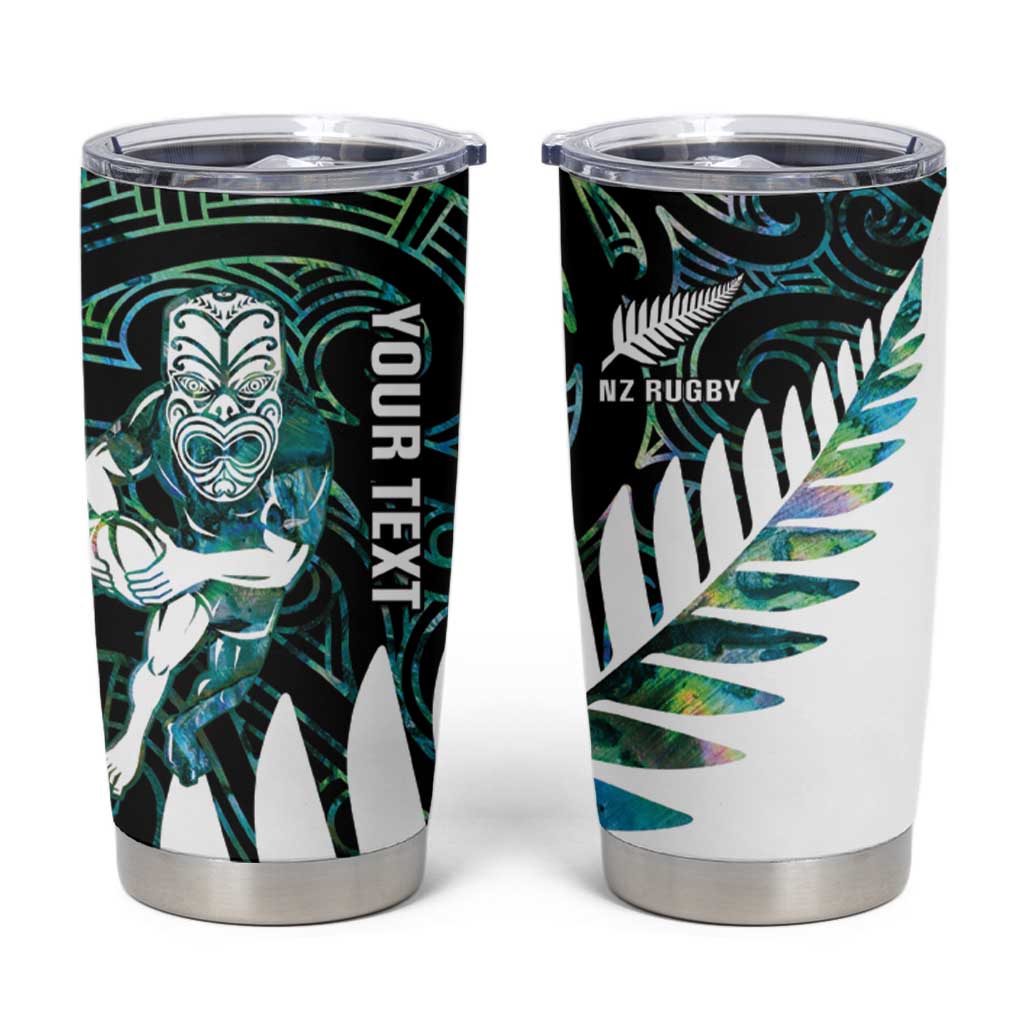 New Zealand Silver Fern Rugby Custom Tumbler Cup Go All Black Turquoise Maori Paua Shell - Aussie Hoodie