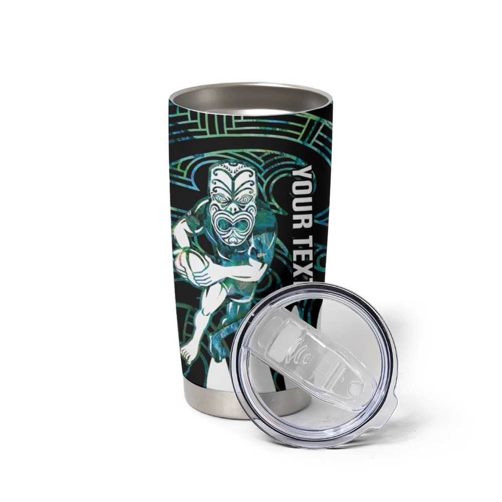 New Zealand Silver Fern Rugby Custom Tumbler Cup Go All Black Turquoise Maori Paua Shell - Aussie Hoodie