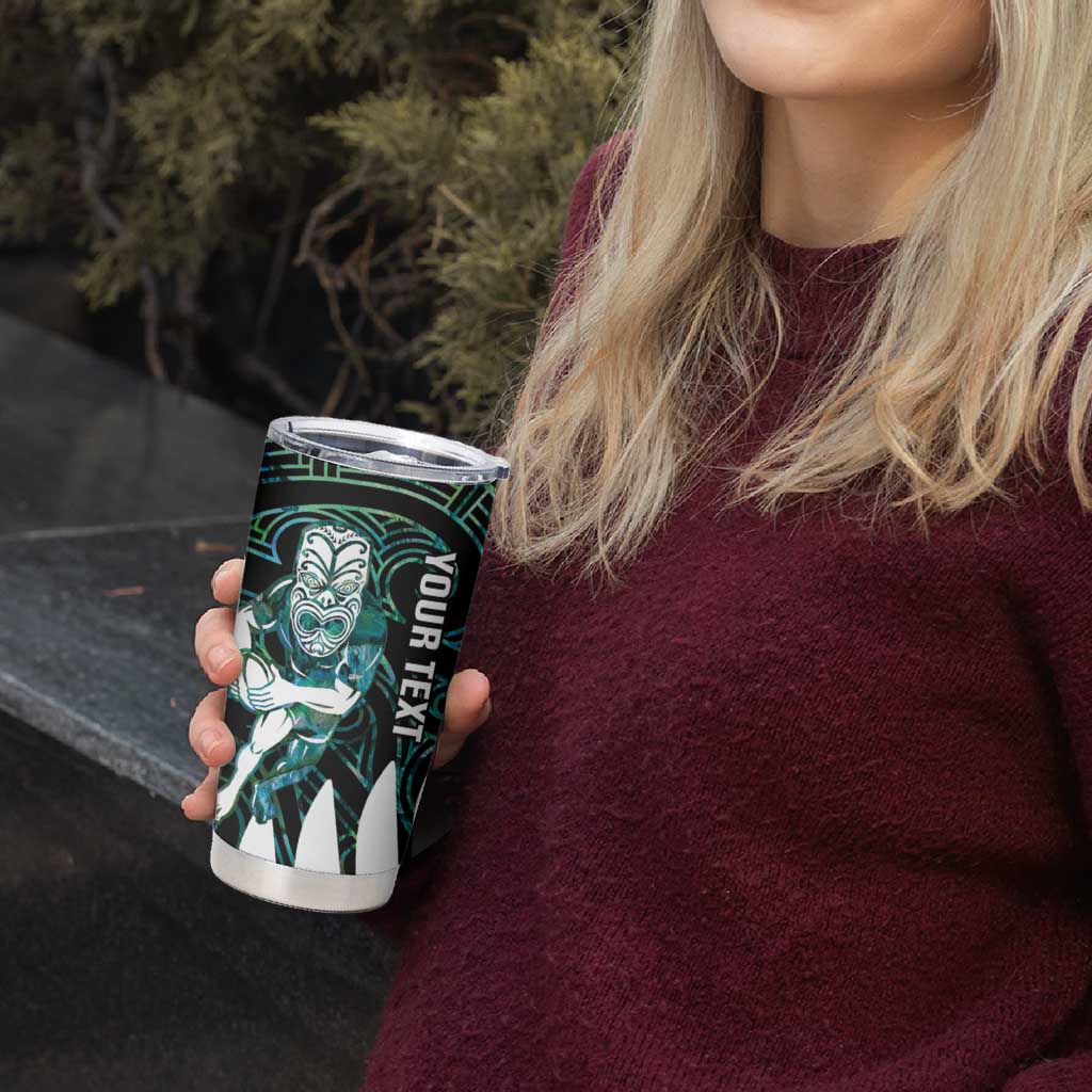 New Zealand Silver Fern Rugby Custom Tumbler Cup Go All Black Turquoise Maori Paua Shell - Aussie Hoodie