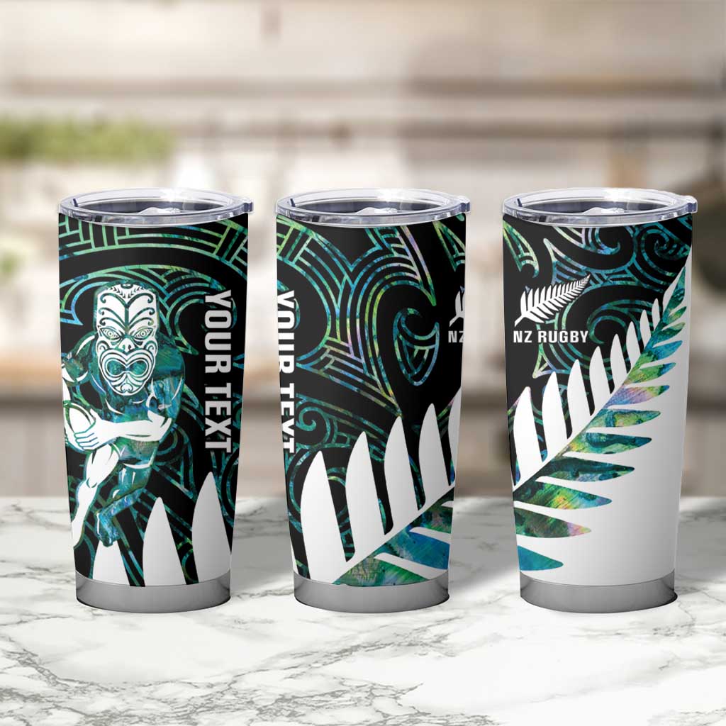 New Zealand Silver Fern Rugby Custom Tumbler Cup Go All Black Turquoise Maori Paua Shell - Aussie Hoodie