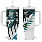 New Zealand Silver Fern Rugby Custom Tumbler With Handle Go All Black Turquoise Maori Paua Shell - Aussie Hoodie