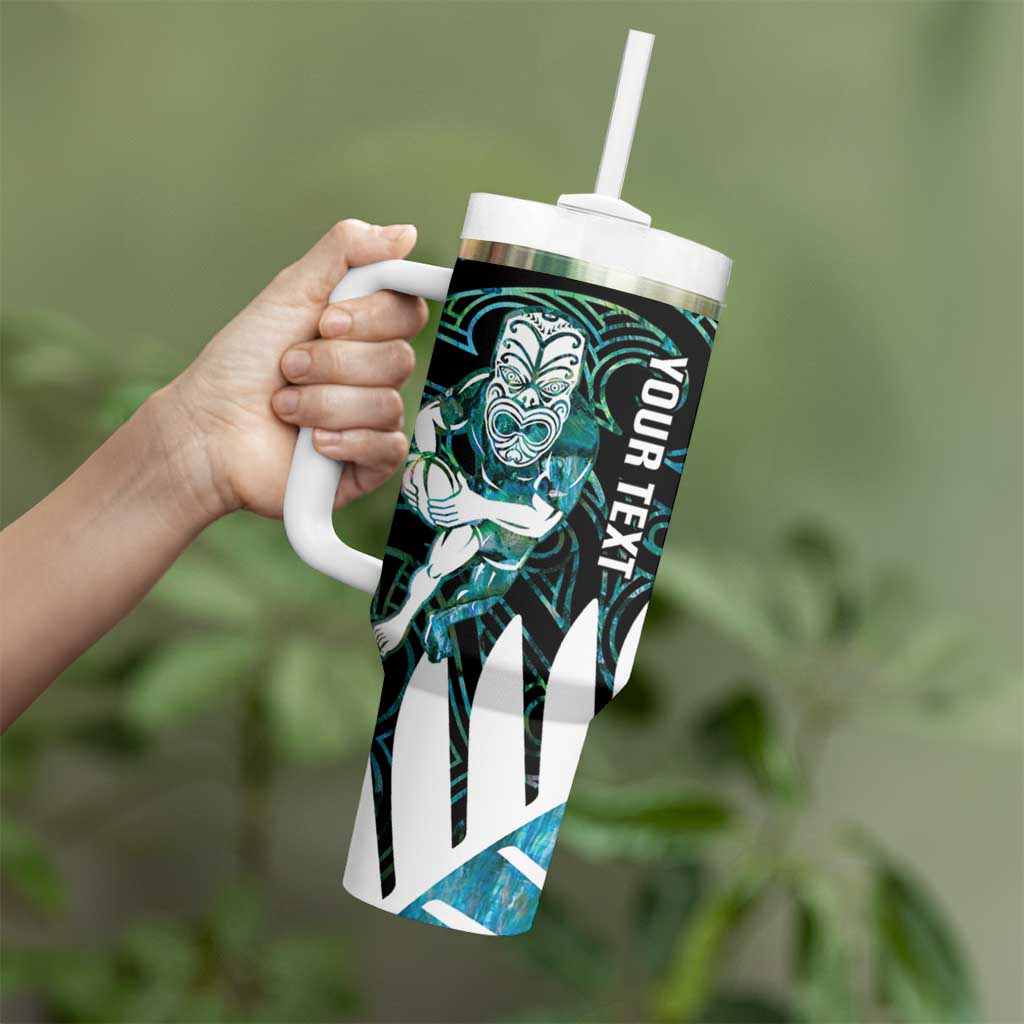 New Zealand Silver Fern Rugby Custom Tumbler With Handle Go All Black Turquoise Maori Paua Shell - Aussie Hoodie