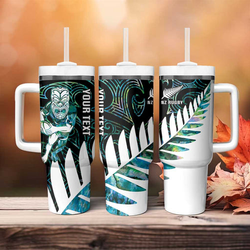 New Zealand Silver Fern Rugby Custom Tumbler With Handle Go All Black Turquoise Maori Paua Shell - Aussie Hoodie