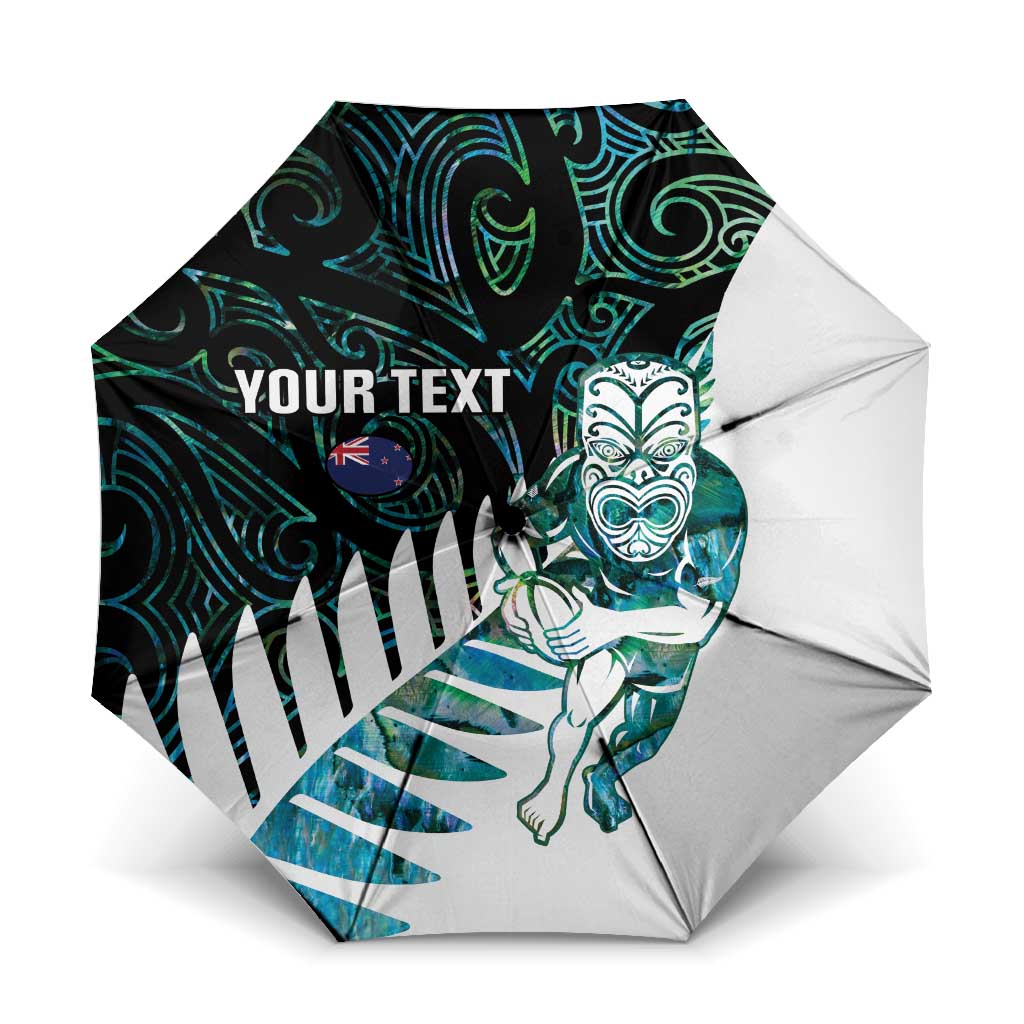 New Zealand Silver Fern Rugby Custom Umbrella Go All Black Turquoise Maori Paua Shell - Aussie Hoodie