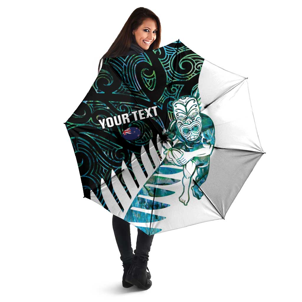 New Zealand Silver Fern Rugby Custom Umbrella Go All Black Turquoise Maori Paua Shell - Aussie Hoodie