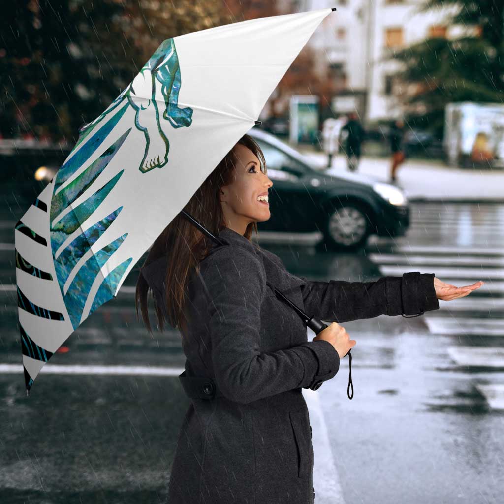 New Zealand Silver Fern Rugby Custom Umbrella Go All Black Turquoise Maori Paua Shell - Aussie Hoodie