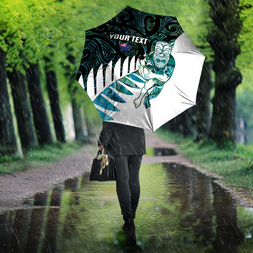 New Zealand Silver Fern Rugby Custom Umbrella Go All Black Turquoise Maori Paua Shell - Aussie Hoodie