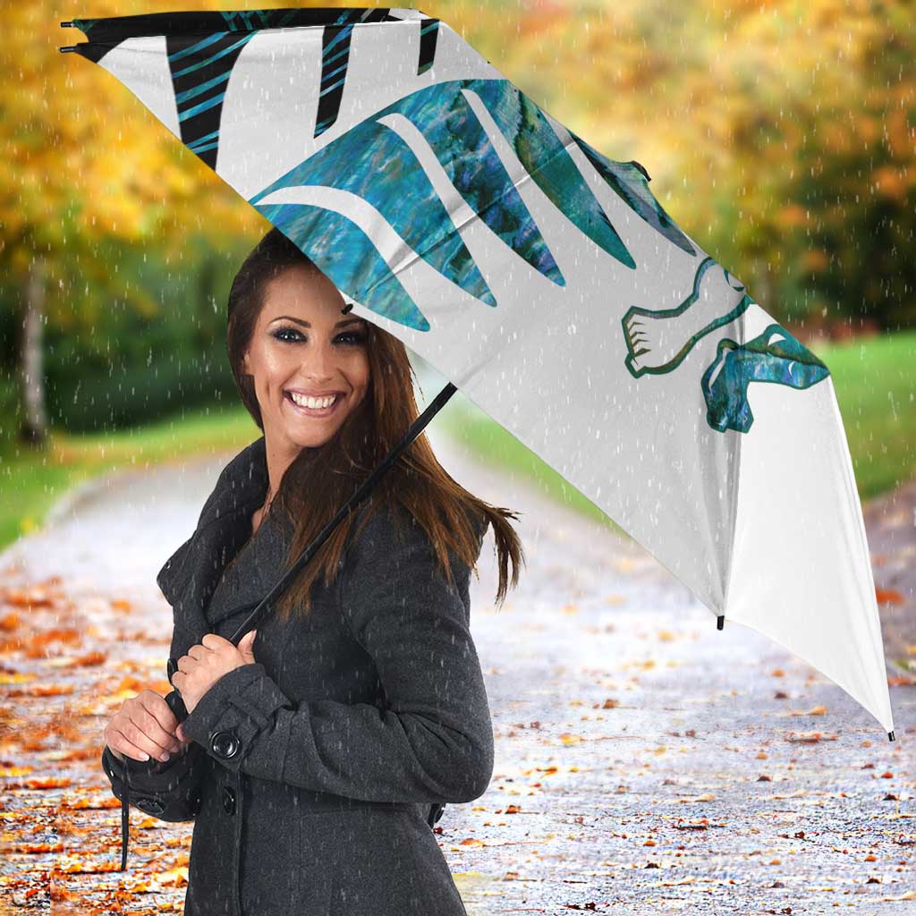New Zealand Silver Fern Rugby Custom Umbrella Go All Black Turquoise Maori Paua Shell - Aussie Hoodie