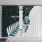 New Zealand Silver Fern Rugby Custom Window Curtain Go All Black Turquoise Maori Paua Shell - Aussie Hoodie