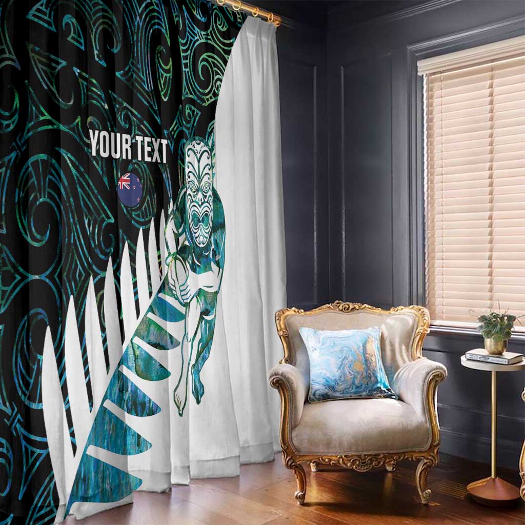 New Zealand Silver Fern Rugby Custom Window Curtain Go All Black Turquoise Maori Paua Shell - Aussie Hoodie