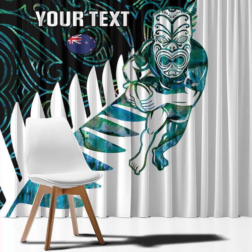 New Zealand Silver Fern Rugby Custom Window Curtain Go All Black Turquoise Maori Paua Shell - Aussie Hoodie