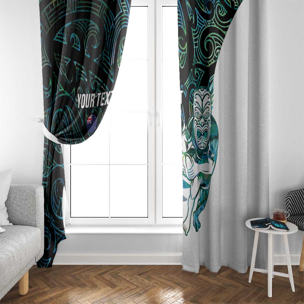 New Zealand Silver Fern Rugby Custom Window Curtain Go All Black Turquoise Maori Paua Shell - Aussie Hoodie