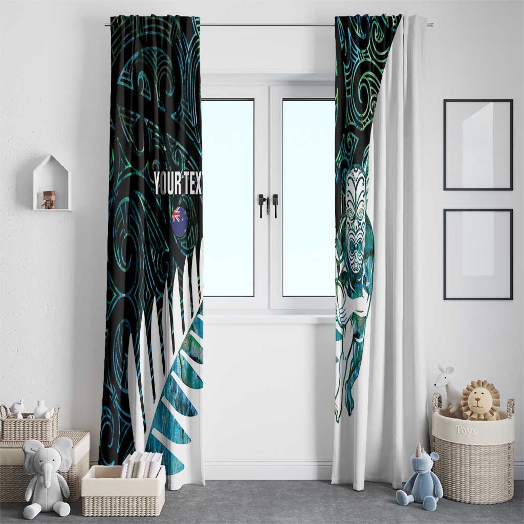 New Zealand Silver Fern Rugby Custom Window Curtain Go All Black Turquoise Maori Paua Shell - Aussie Hoodie