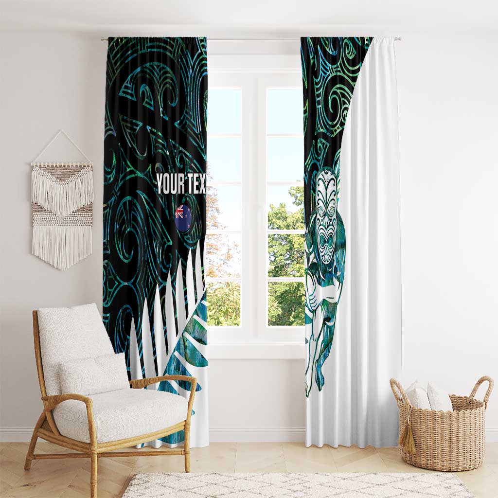 New Zealand Silver Fern Rugby Custom Window Curtain Go All Black Turquoise Maori Paua Shell - Aussie Hoodie