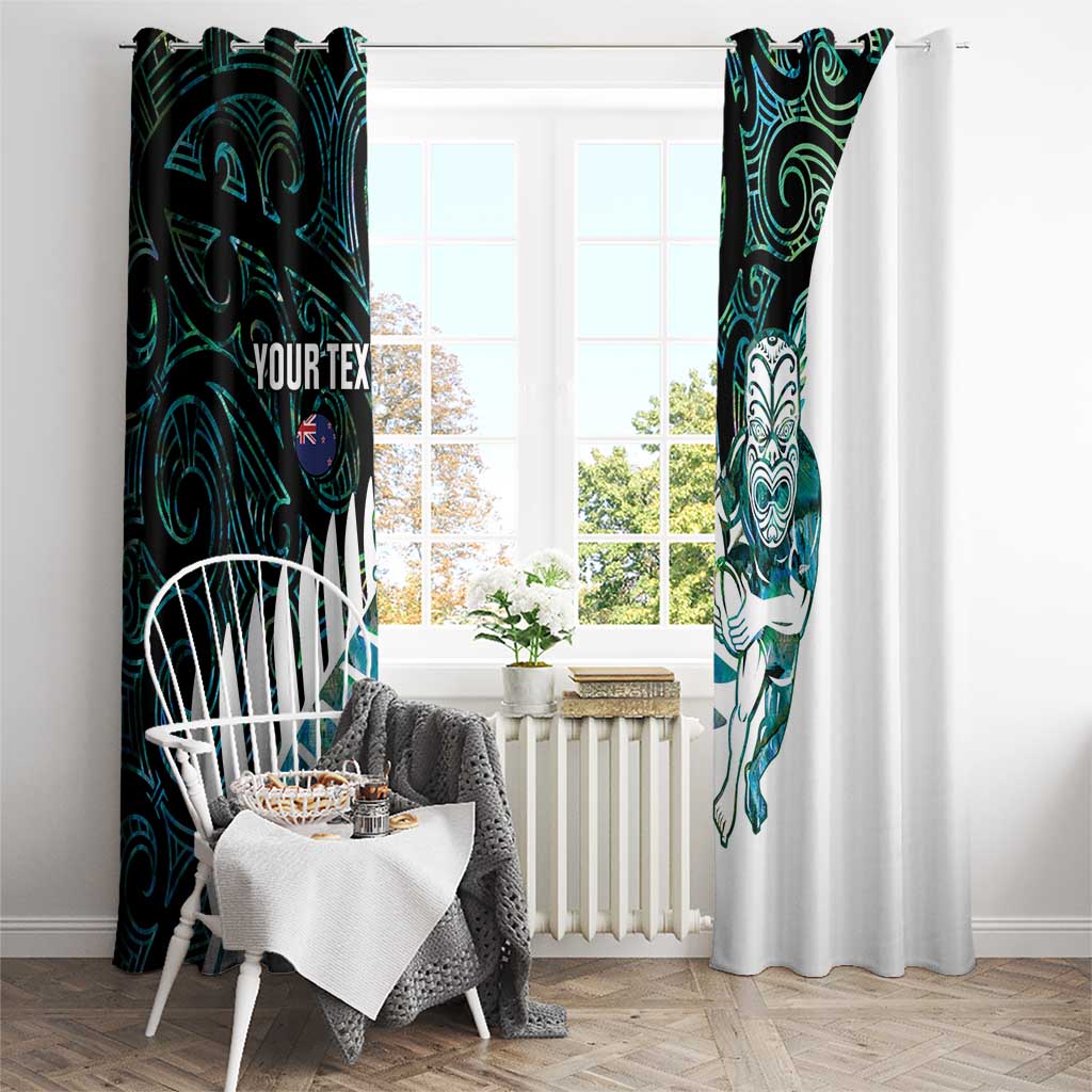 New Zealand Silver Fern Rugby Custom Window Curtain Go All Black Turquoise Maori Paua Shell - Aussie Hoodie