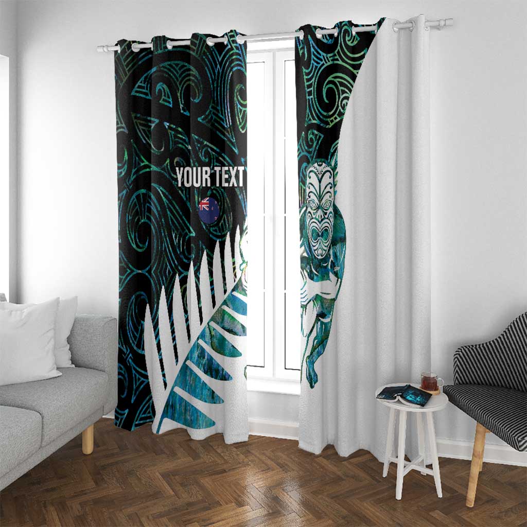 New Zealand Silver Fern Rugby Custom Window Curtain Go All Black Turquoise Maori Paua Shell - Aussie Hoodie