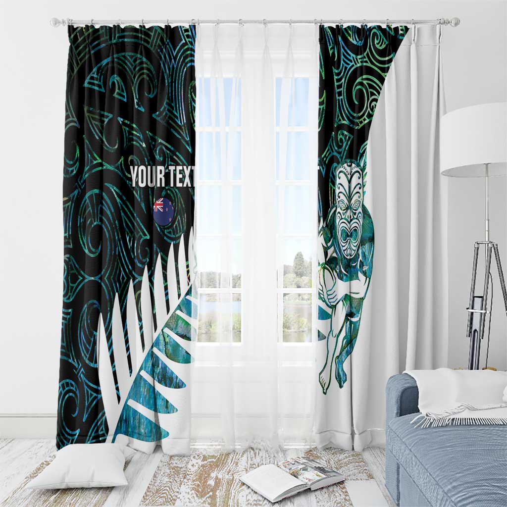 New Zealand Silver Fern Rugby Custom Window Curtain Go All Black Turquoise Maori Paua Shell - Aussie Hoodie