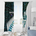 New Zealand Silver Fern Rugby Custom Window Curtain Go All Black Turquoise Maori Paua Shell - Aussie Hoodie