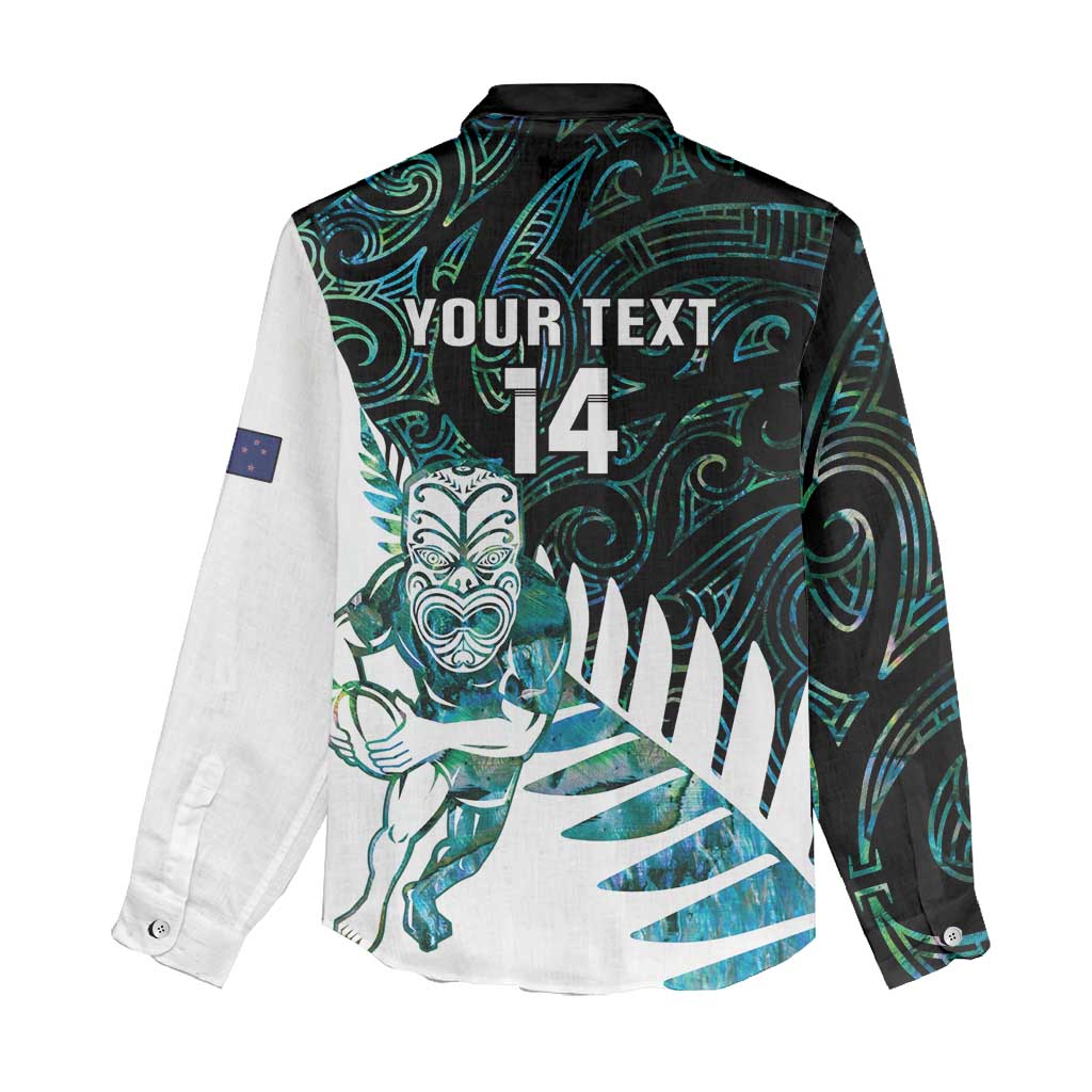 New Zealand Silver Fern Rugby Custom Women Casual Shirt Go All Black Turquoise Maori Paua Shell - Aussie Hoodie